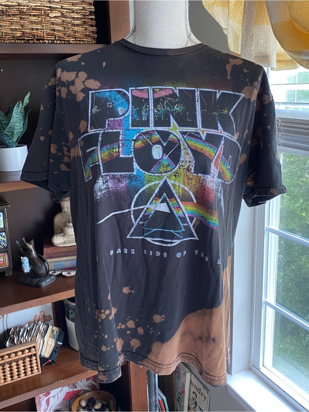Pink Floyd Black Bleached Graphic Band T‑Shirt Large